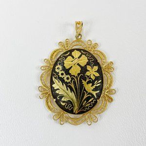 Damascene Flower Filigree Pendant